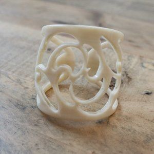 Cream Plastic Lace Cut Out Cuff Bracelet